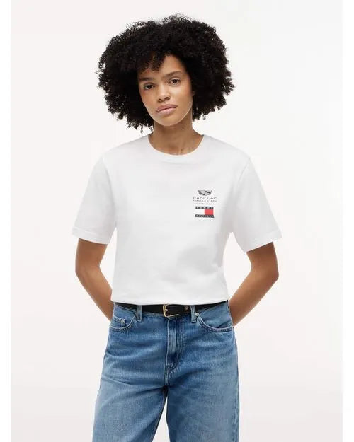 Playera Cadillac TH Logo Unisex Blanco
