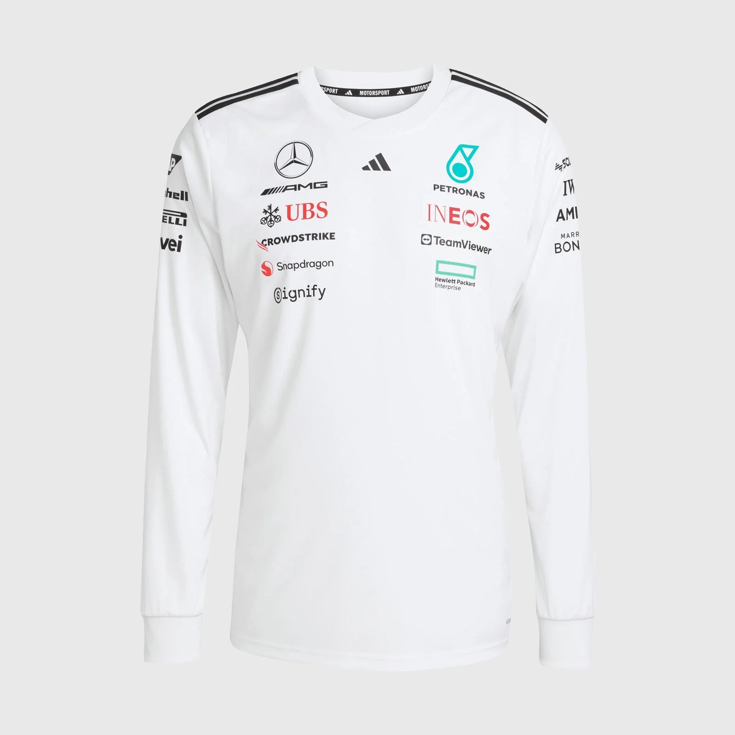 Playera Mercedes X Adidas manga Larga driver 2025 blanca