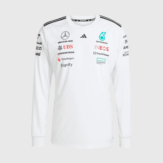 Playera Mercedes X Adidas manga Larga driver 2025 blanca
