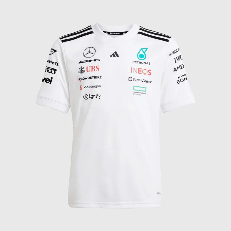 Playera Mercedes x Adidas Niños Blanca 2025