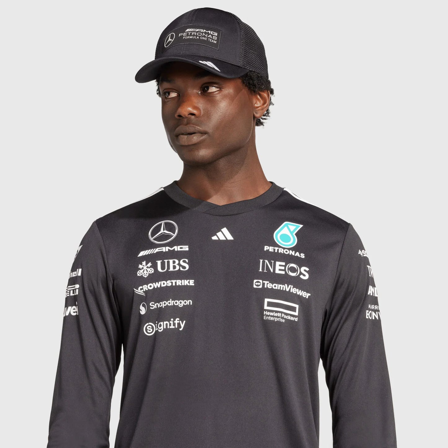 Playera Mercedes X Adidas manga Larga 2025 Negra