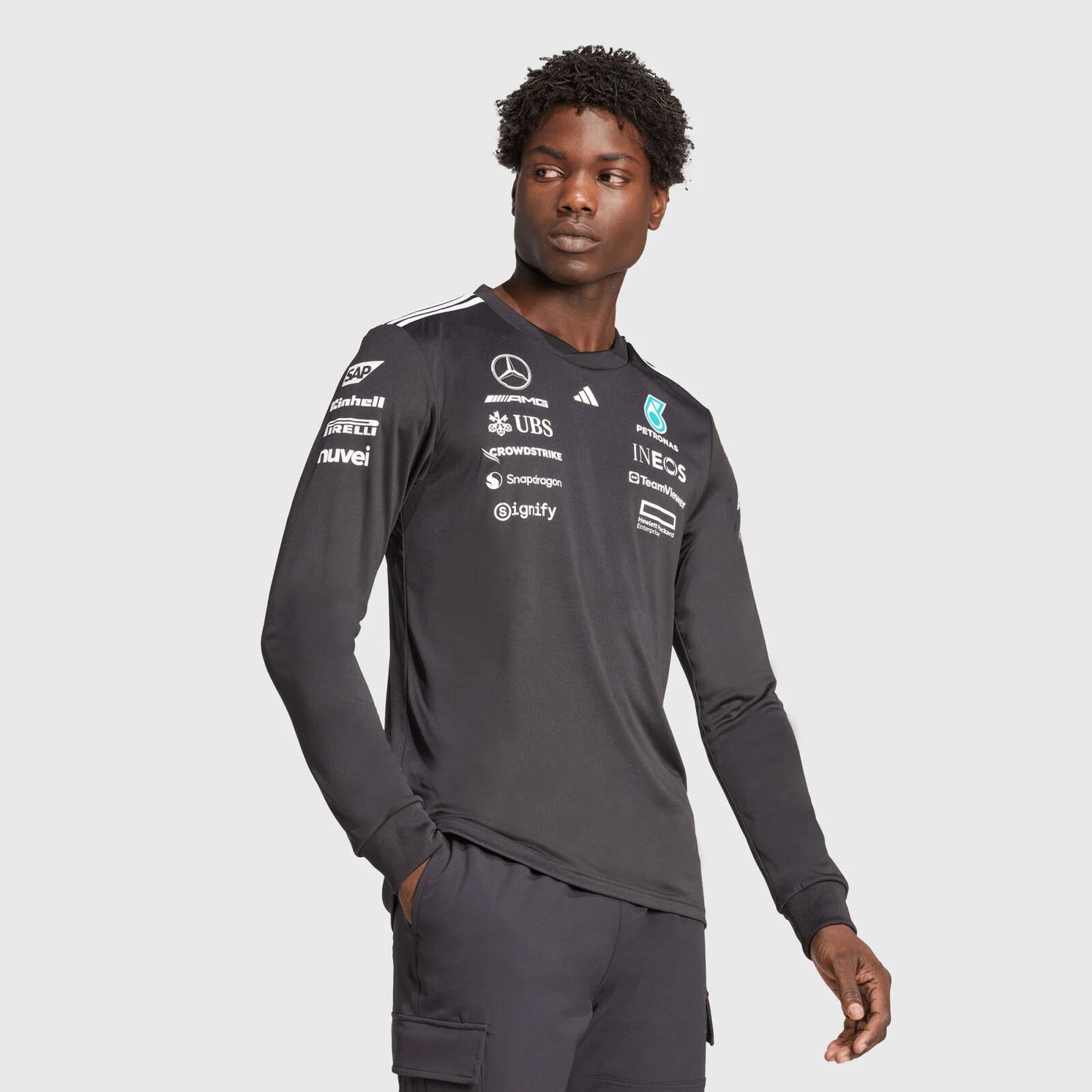 Playera Mercedes X Adidas manga Larga 2025 Negra
