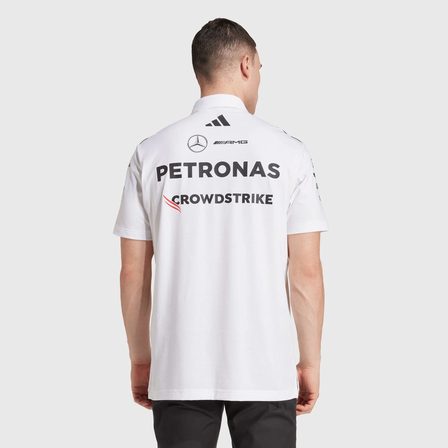 Playera tipo Polo Mercedes x Adidas 2025 blanca