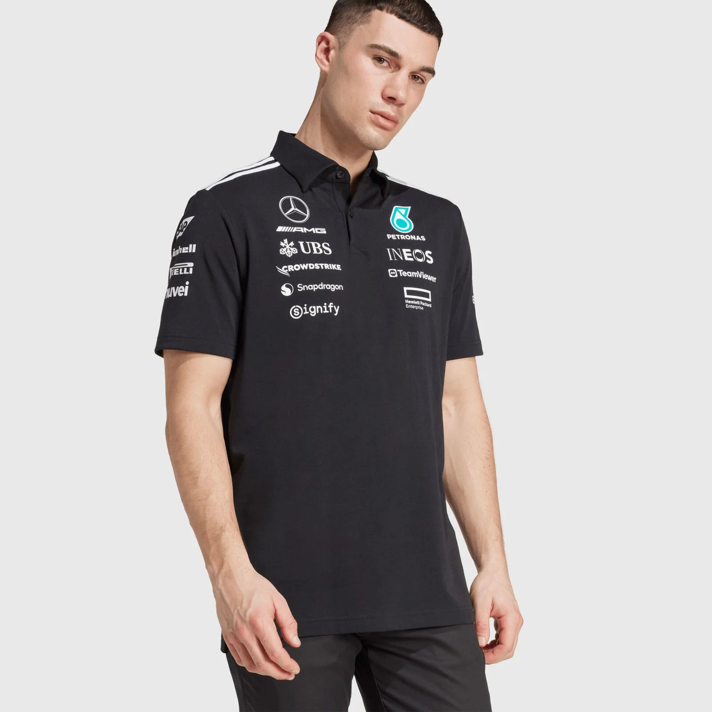 Playera tipo Polo Mercedes x Adidas 2025 negra